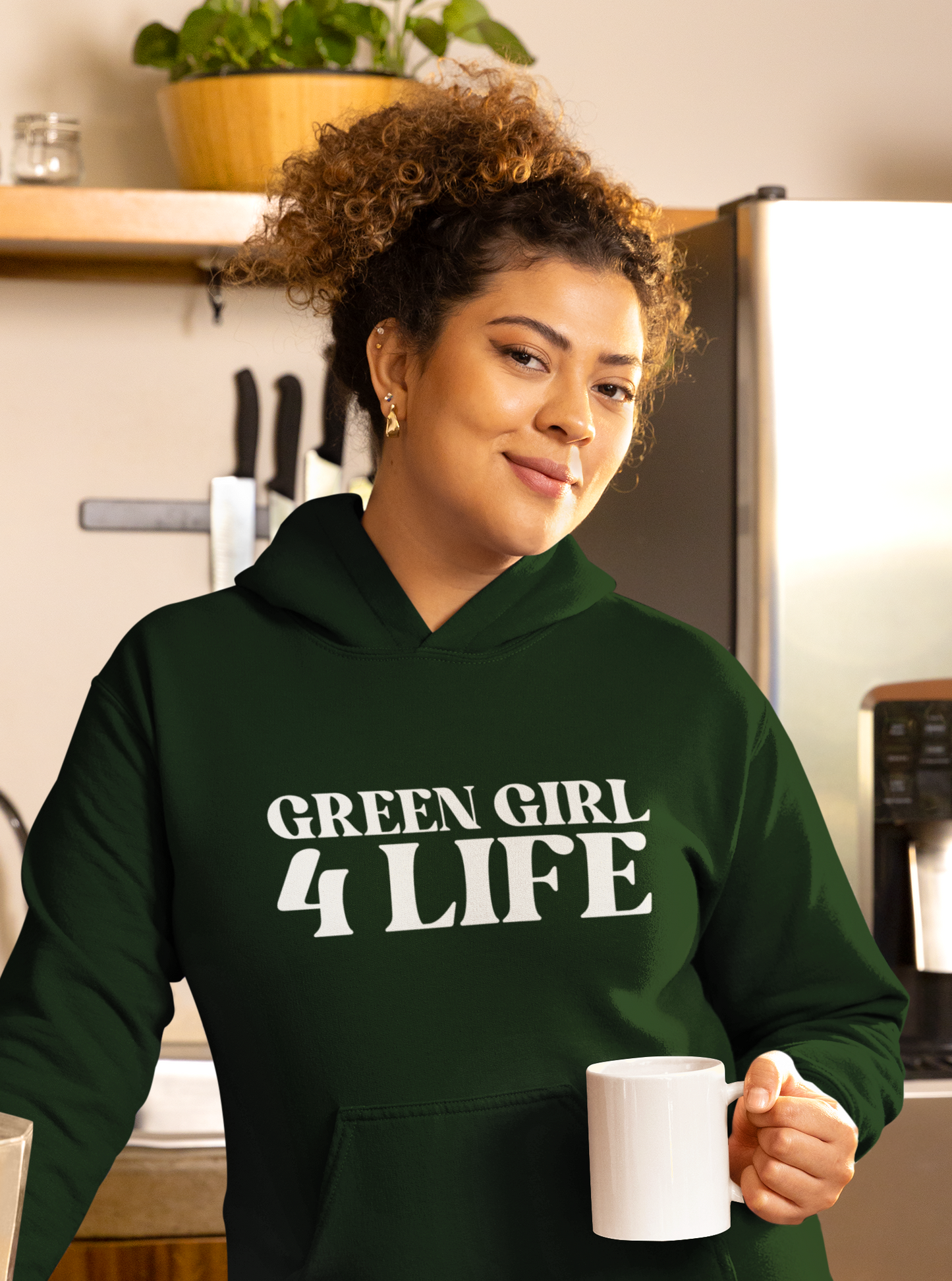 Green Girl 4 Life Hoodie - Cute Ladies Green Graphic Hoodie, Positive Affirmation Hoodie, Inspirational Unisex Hoodie, Green Fashion