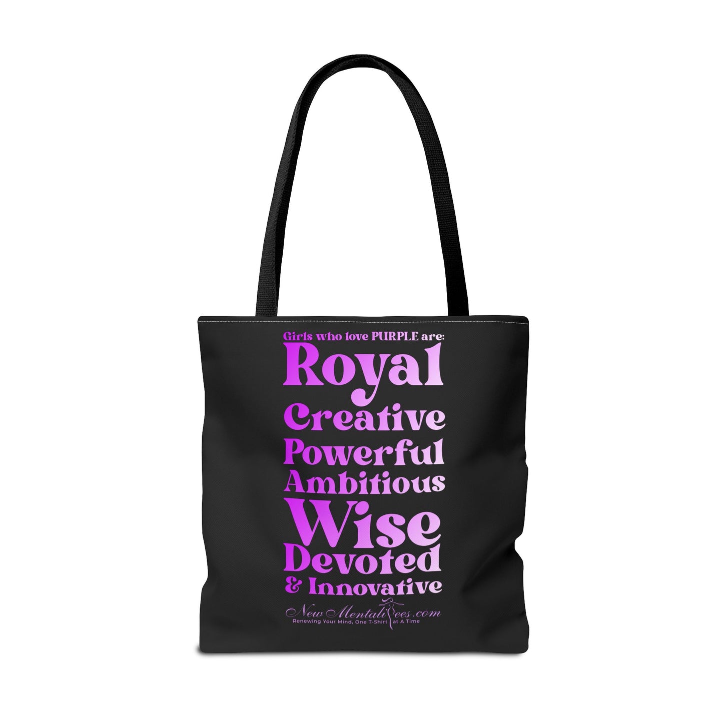 Purple Girl 4 Life Tote Bag - Cute Black Bag for Women and Girls, Double Sided Inspirational Tote