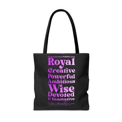 Purple Girl 4 Life Tote Bag - Cute Black Bag for Women and Girls, Double Sided Inspirational Tote