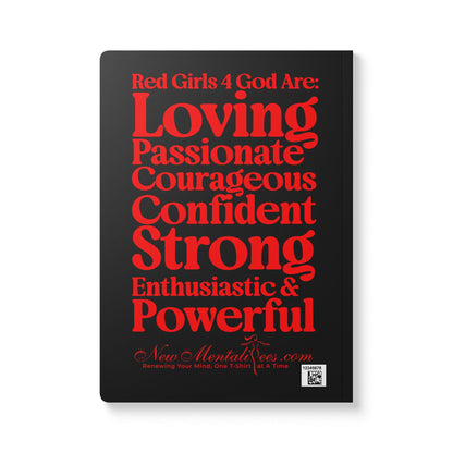 Red Girls 4 God Black Contrast Softcover Journal – Double-Sided Inspirational Faith Journal | 100 or 200 Pages | Notebook for Girls & Women Who Love God