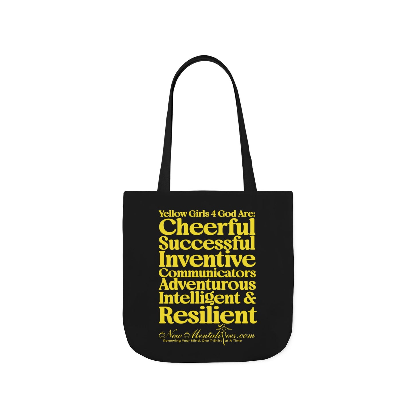 Black Contrast Yellow Girls 4 God Tote Bag - You Are Cheerful, Successful, Inventive, Communicators, Adventurous, Intelligent, and Resilient!