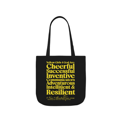 Black Contrast Yellow Girls 4 God Tote Bag - You Are Cheerful, Successful, Inventive, Communicators, Adventurous, Intelligent, and Resilient!