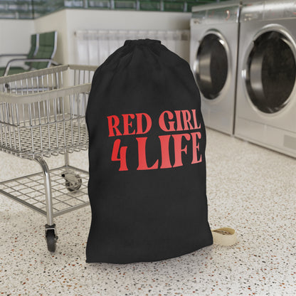 Red Girl 4 Life Black Laundry Bag – Double-Sided Inspirational Red Girl Laundry Sack | Spun Polyester Drawstring Bag