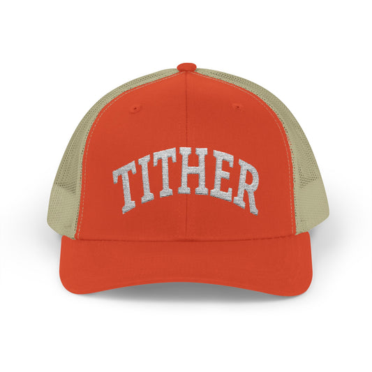Tither Collegiate Cap | Embroidered Christian Baseball Hat, Unisex Adjustable Faith-Based Cap, Tithing Lifestyle Hat, Church Wear