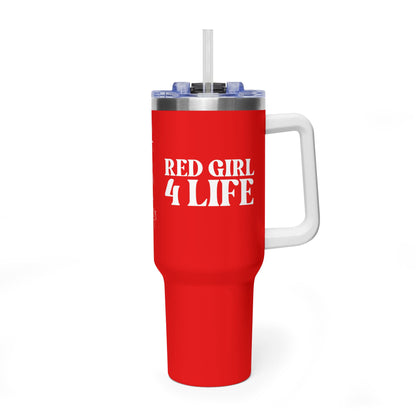 Red Girl 4 Life 40 oz Red Tumbler - Cute, Red, Positive, Affirmation, Inspirational, Double Sided, Insulated Tumbler