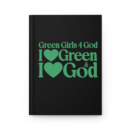 Green Girls for God Black Hardcover Journal – Double-Sided Inspirational Notebook | Matte Hardcover | 150 Lined Pages | Gift for Women & Girls