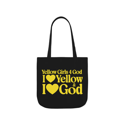 Black Contrast Yellow Girls 4 God Tote Bag - You Are Cheerful, Successful, Inventive, Communicators, Adventurous, Intelligent, and Resilient!
