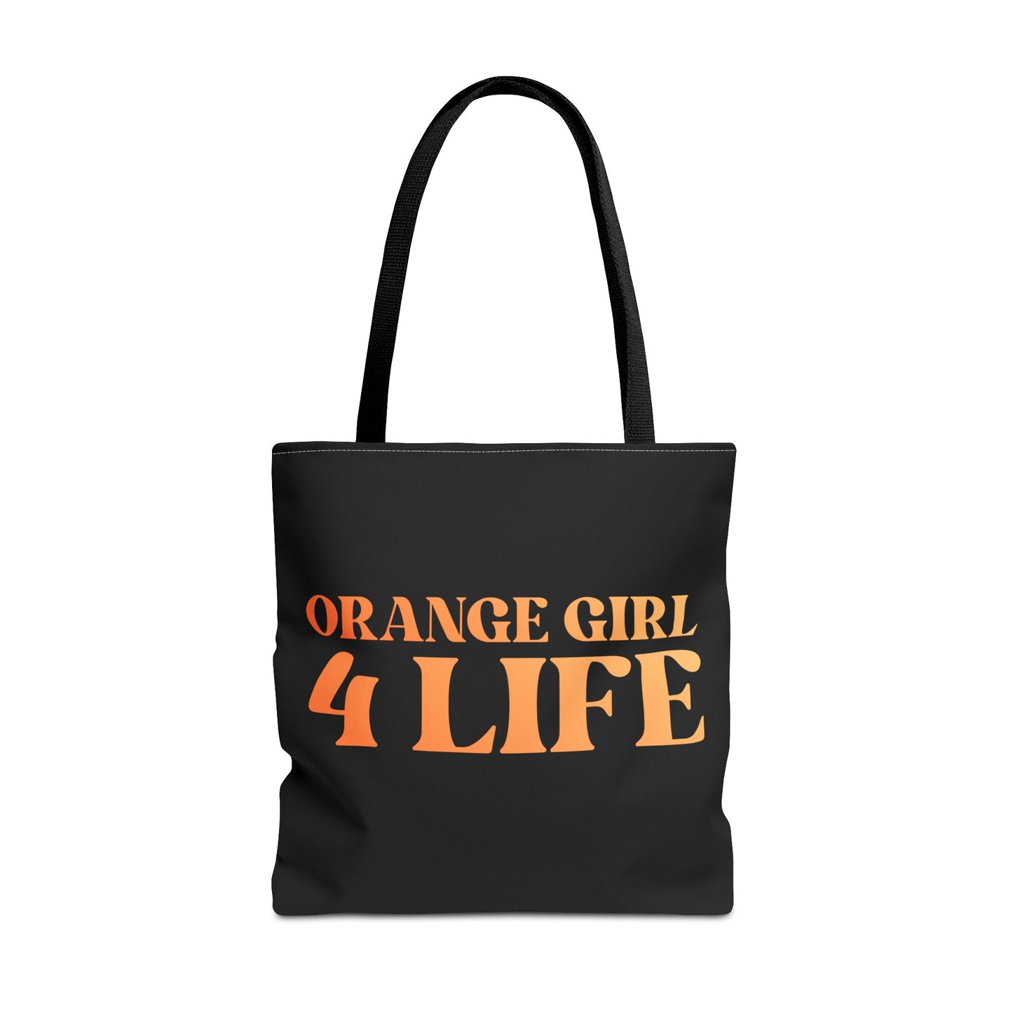 Orange Girl 4 Life Tote Bag -  Cute Black Bag for Women and Girls, Double Sided Inspirational Tote