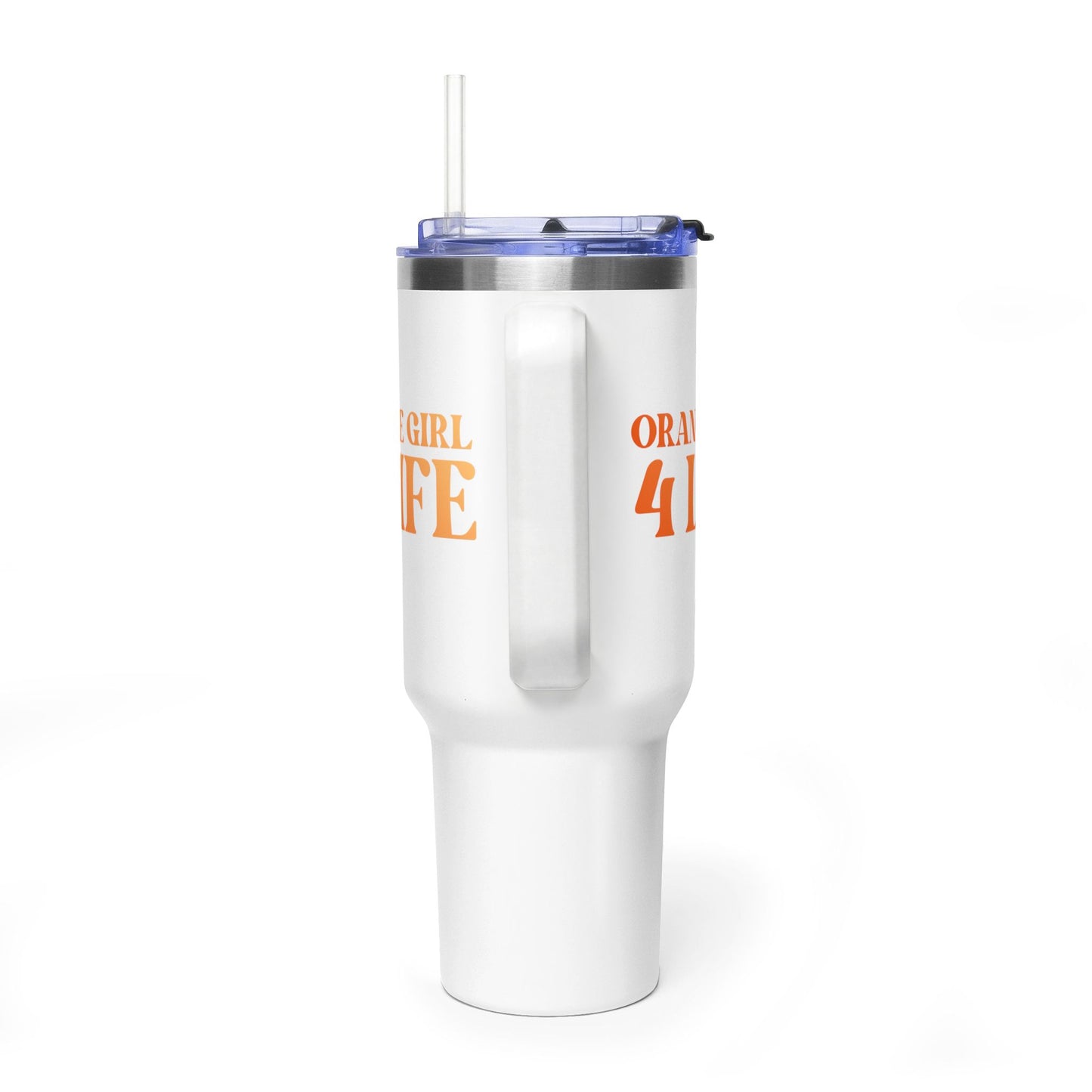 Orange Girl 4 Life 40 oz White Tumbler - Cute, Orange, Positive, Affirmation, Inspirational, Double Sided, Insulated Tumbler