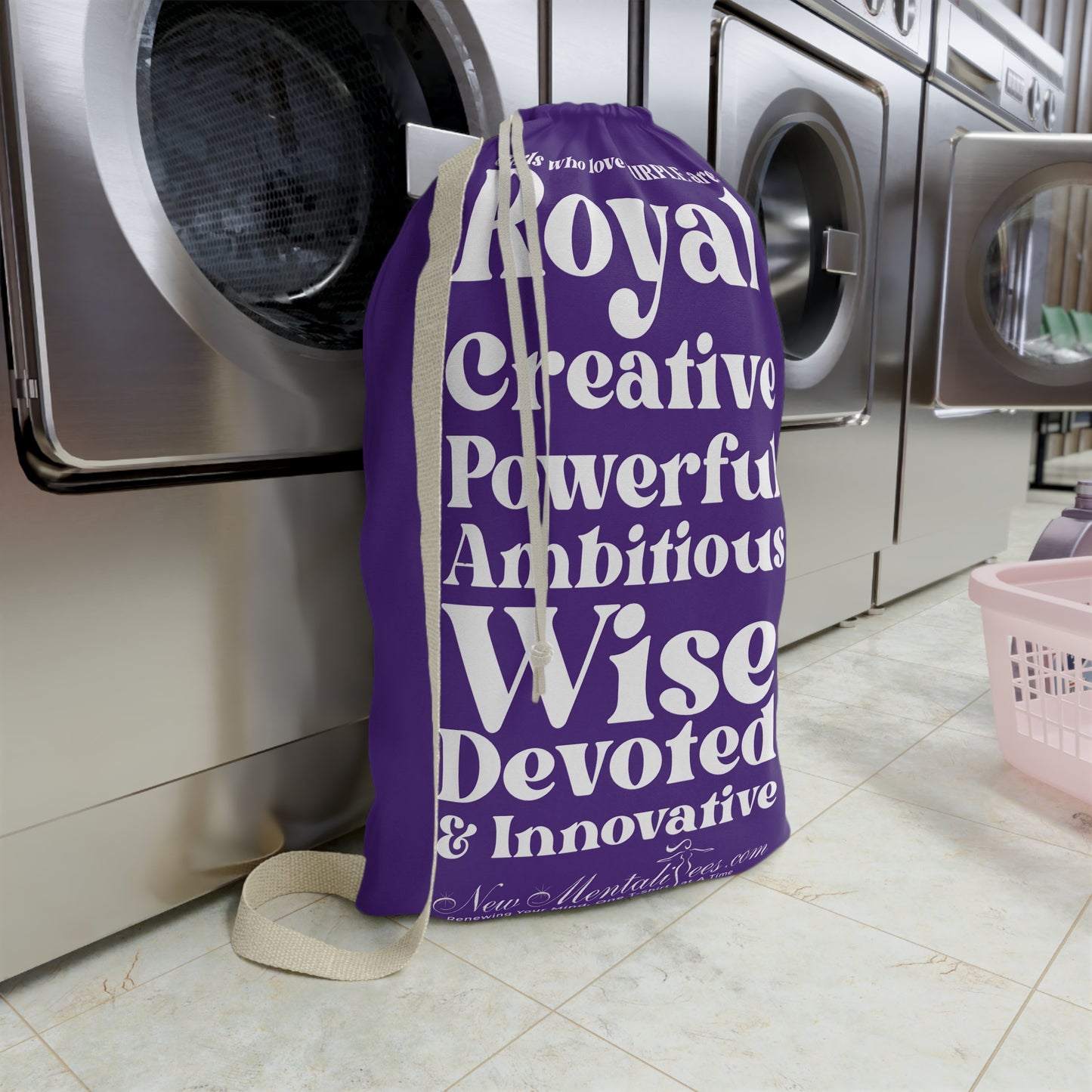 Purple Girl 4 Life Laundry Bag – Double-Sided Inspirational Purple Girl Laundry Sack | Spun Polyester Drawstring Bag