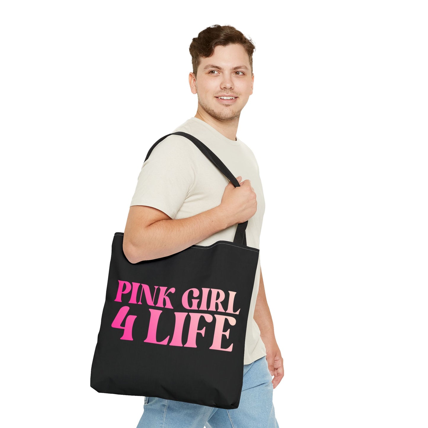 Pink Girl 4 Life Tote Bag - Cute Black Bag for Women and Girls, Double Sided Inspirational Tote
