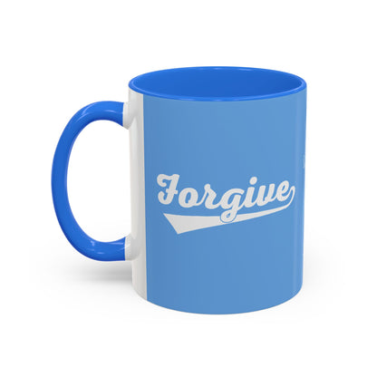 FORGIVE Baseball Script Mug – Colored Coffee Cup – Faith-Based Forgiveness Gift – Inspirational Christian Mug