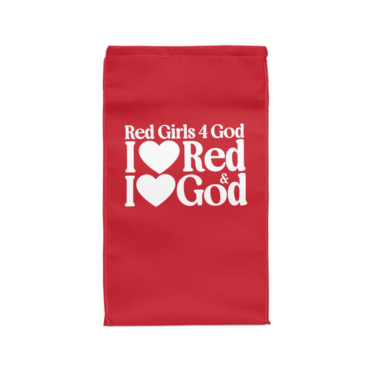 ❤️ Red Girls 4 God Lunch Tote – Double-Sided Inspirational Red Girls Faith Lunch Bag | Insulated Lunch Bag