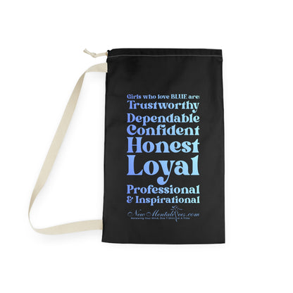 Blue Girl 4 Life Black Laundry Bag – Double-Sided Inspirational Blue Girl Laundry Sack | Spun Polyester Drawstring Bag