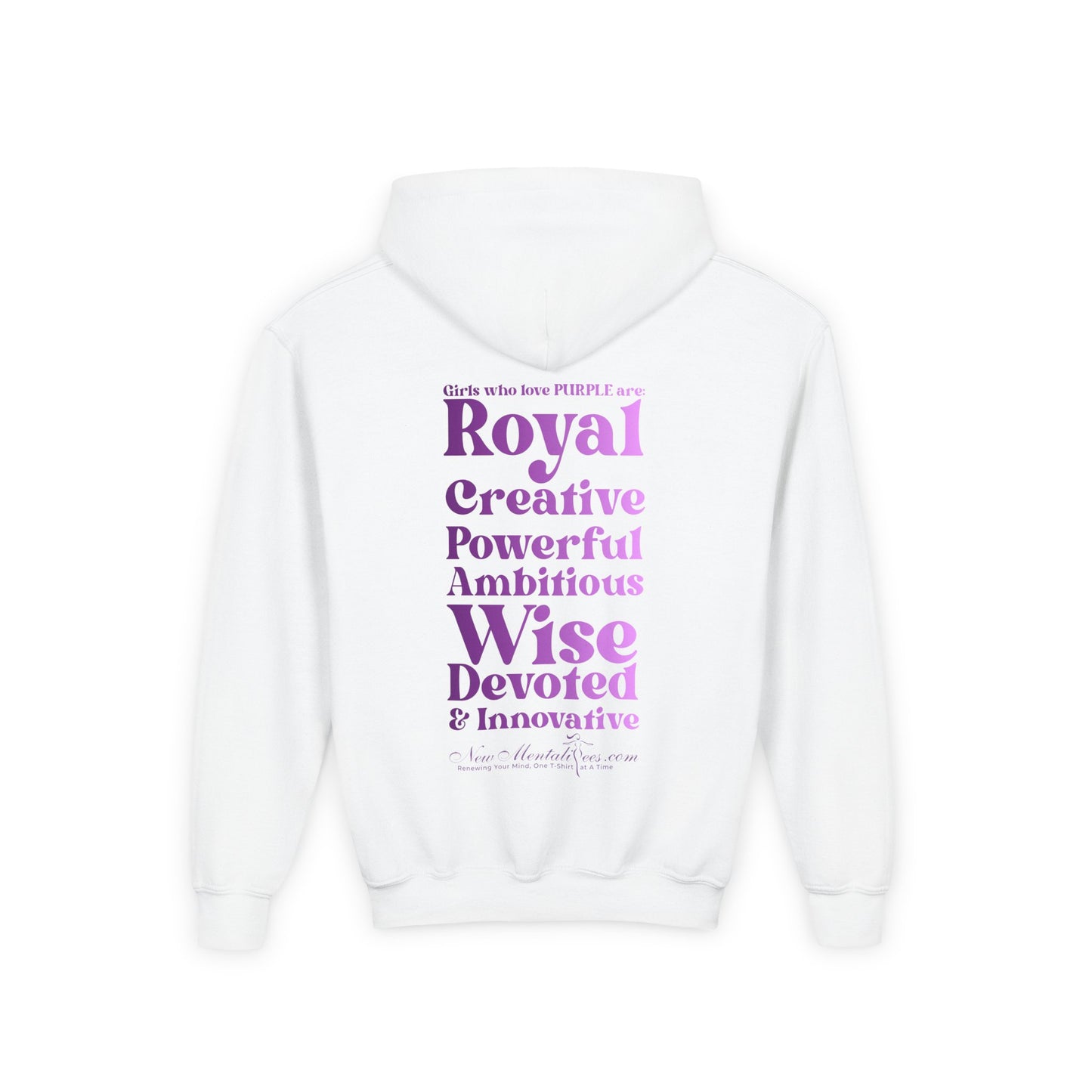 Purple Girl 4 Life Hoodie - Cute Youth White Graphic Hoodie, Inspirational Hoodie, Positive Affirmation Hoodie, Purple Fashion