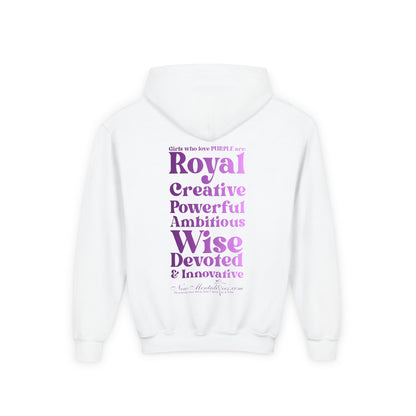 Purple Girl 4 Life Hoodie - Cute Youth White Graphic Hoodie, Inspirational Hoodie, Positive Affirmation Hoodie, Purple Fashion