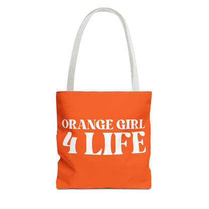 Orange Girl 4 Life Tote Bag -  Cute Orange Bag for Women and Girls, Double Sided Inspirational Tote