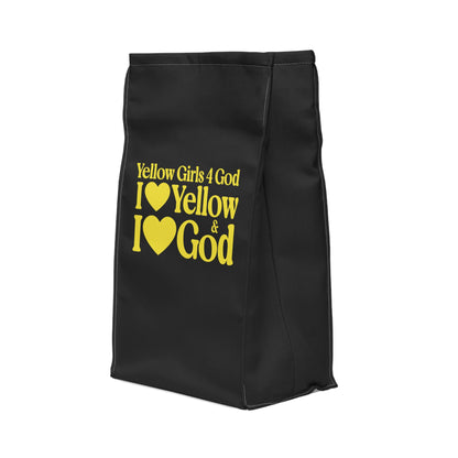 💛 Yellow Girls 4 God Black Contrast Lunch Tote – Double-Sided Inspirational Faith Lunch Bag | Insulated Lunch Bag | Gift for Girls & Women