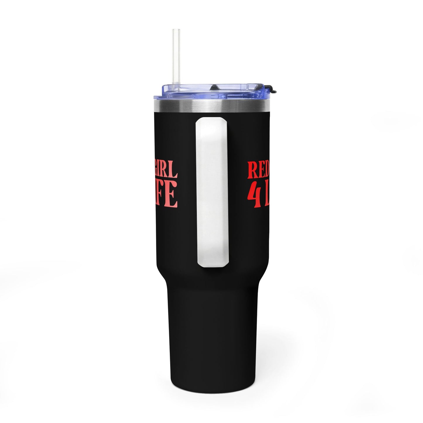 Red Girl 4 Life 40 oz Black Tumbler - Cute, Red, Positive, Affirmation, Inspirational, Double Sided, Insulated Tumbler