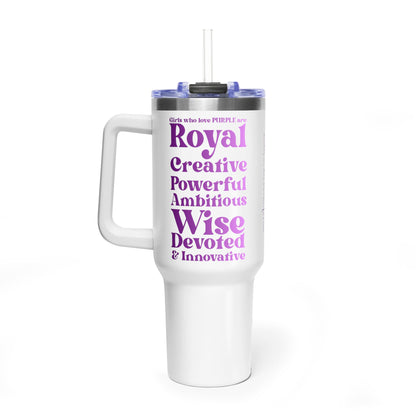 Purple Girl 4 Life 40 oz White Tumbler - Cute, Purple, Positive, Affirmation, Inspirational, Insulated Tumbler