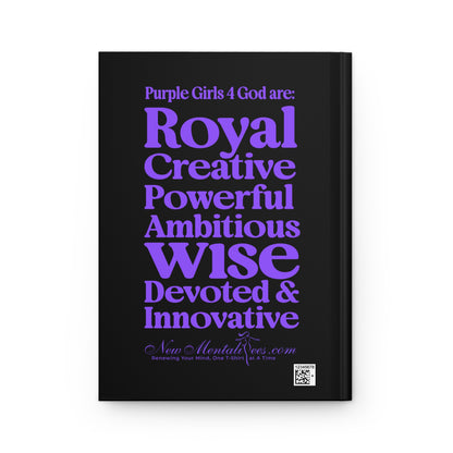 Purple Girls for God Black Hardcover Journal – Double-Sided Inspirational Notebook | Matte Hardcover | 150 Lined Pages | Gift for Women & Girls