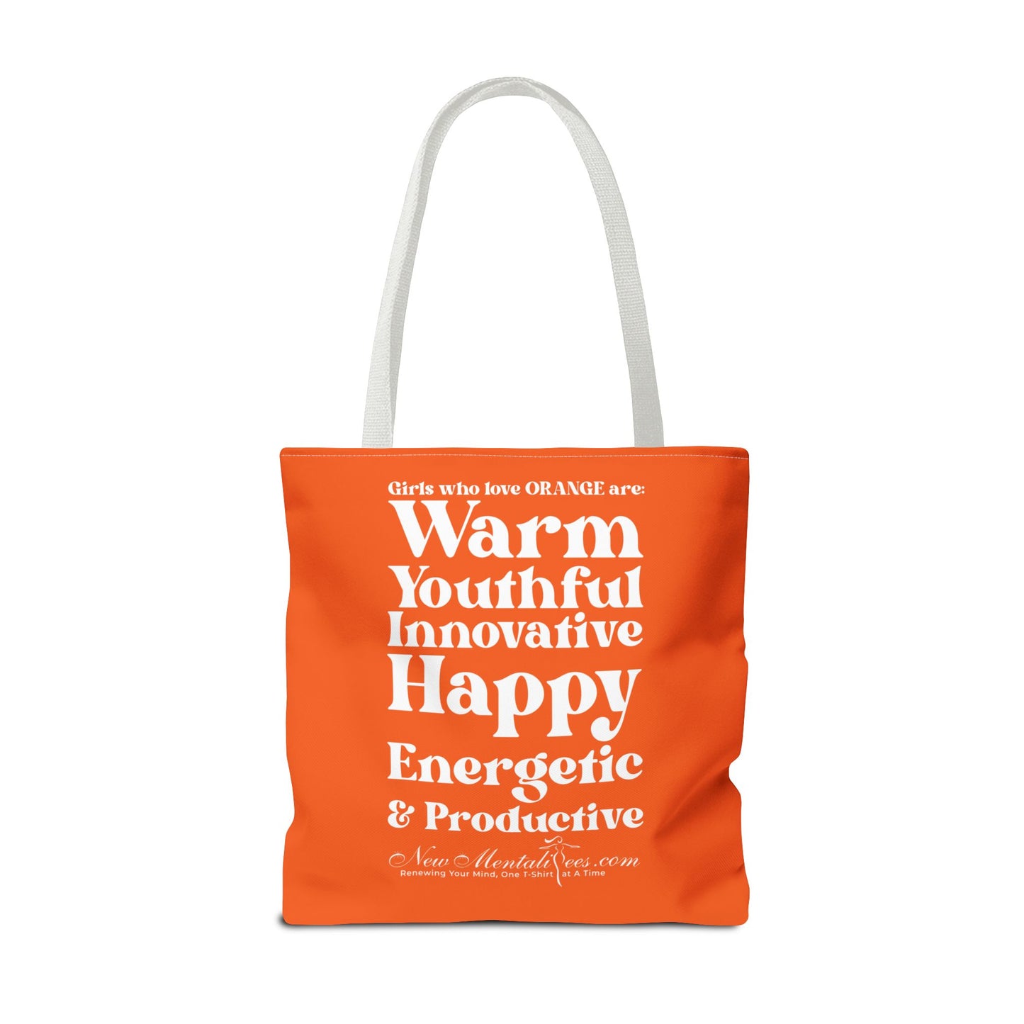 Orange Girl 4 Life Tote Bag -  Cute Orange Bag for Women and Girls, Double Sided Inspirational Tote