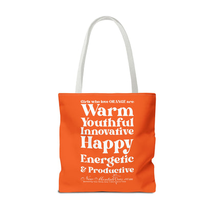 Orange Girl 4 Life Tote Bag -  Cute Orange Bag for Women and Girls, Double Sided Inspirational Tote