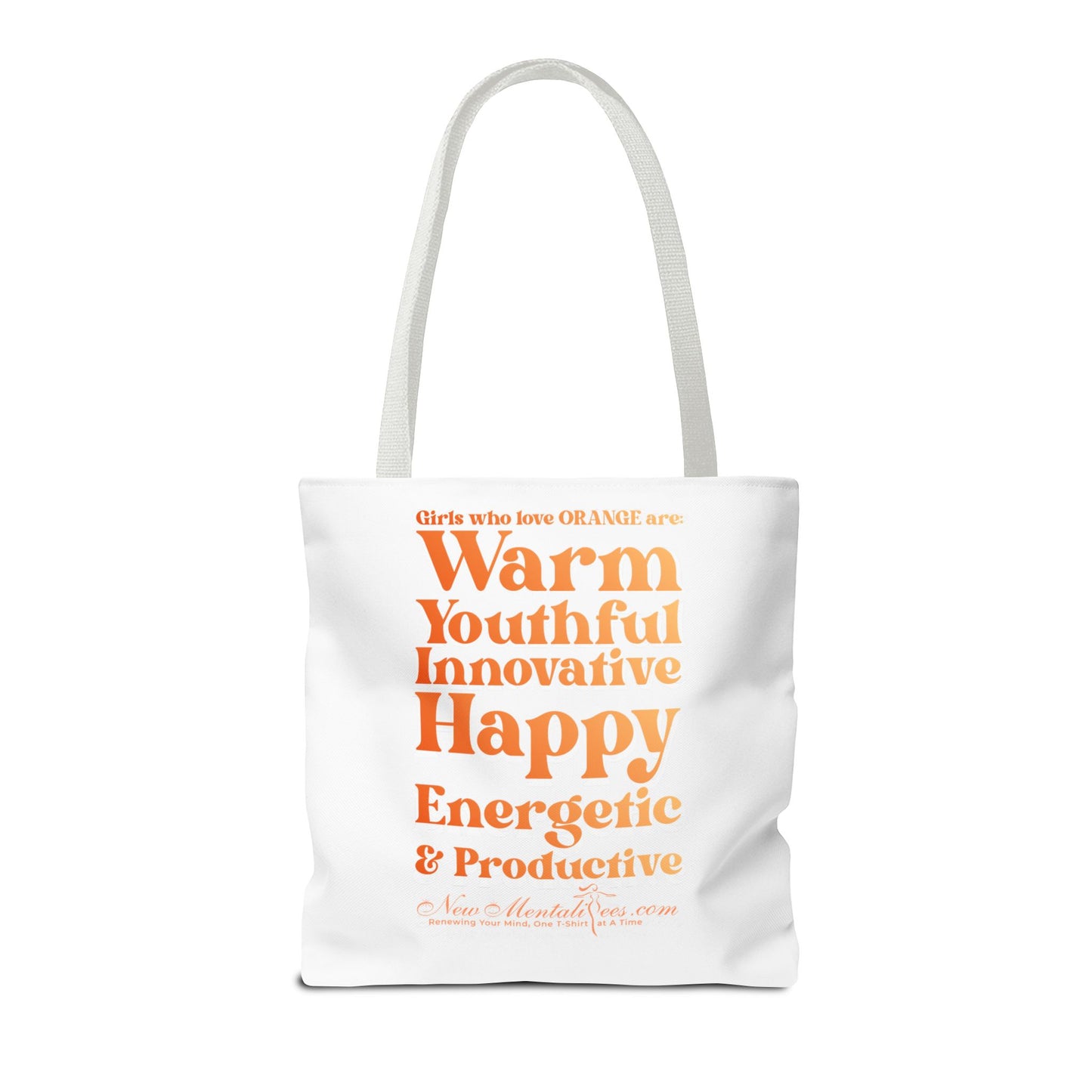 Orange Girl 4 Life Tote Bag -  Cute White Bag for Women and Girls, Double Sided Inspirational Tote