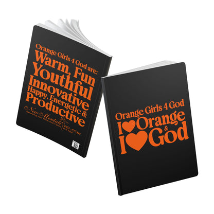 Orange Girls 4 God Black Contrast Softcover Journal – Double-Sided Inspirational Faith Journal | 100 or 200 Pages | Notebook for Girls & Women Who Love God