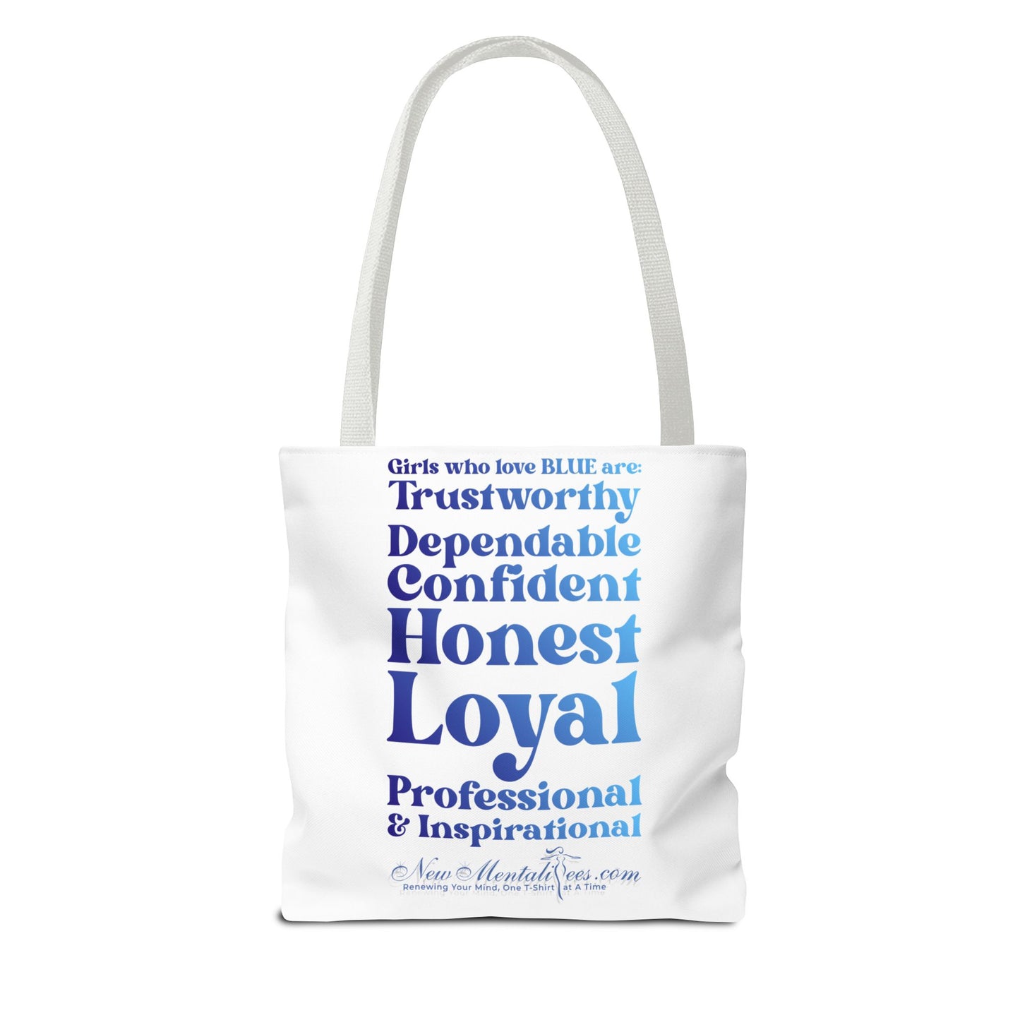 Blue Girl 4 Life Tote Bag - Cute White Bag for Women and Girls, Double Sided Inspirational Tote