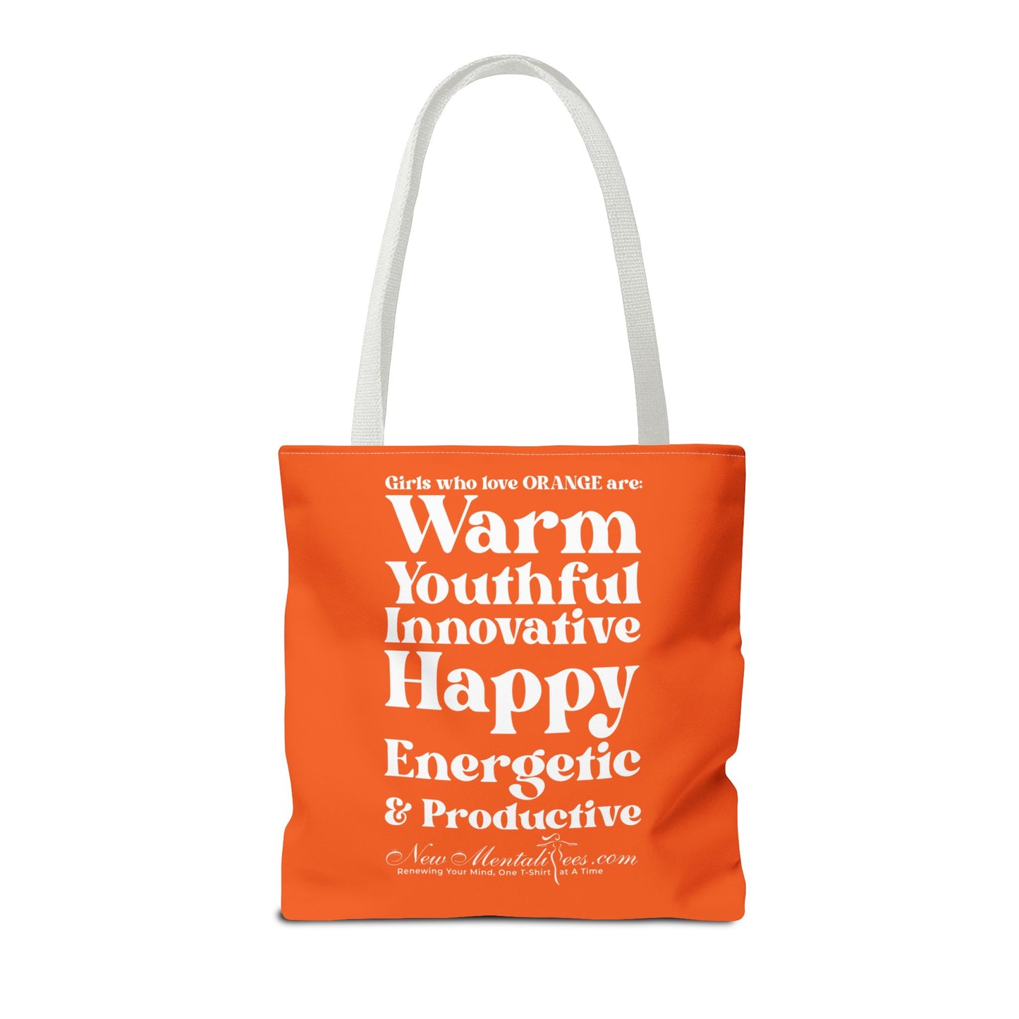 Orange Girl 4 Life Tote Bag -  Cute Orange Bag for Women and Girls, Double Sided Inspirational Tote