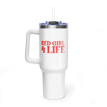 Red Girl 4 Life 40 oz White Tumbler - Cute, Red, Positive, Affirmation, Inspirational, Double Sided, Insulated Tumbler