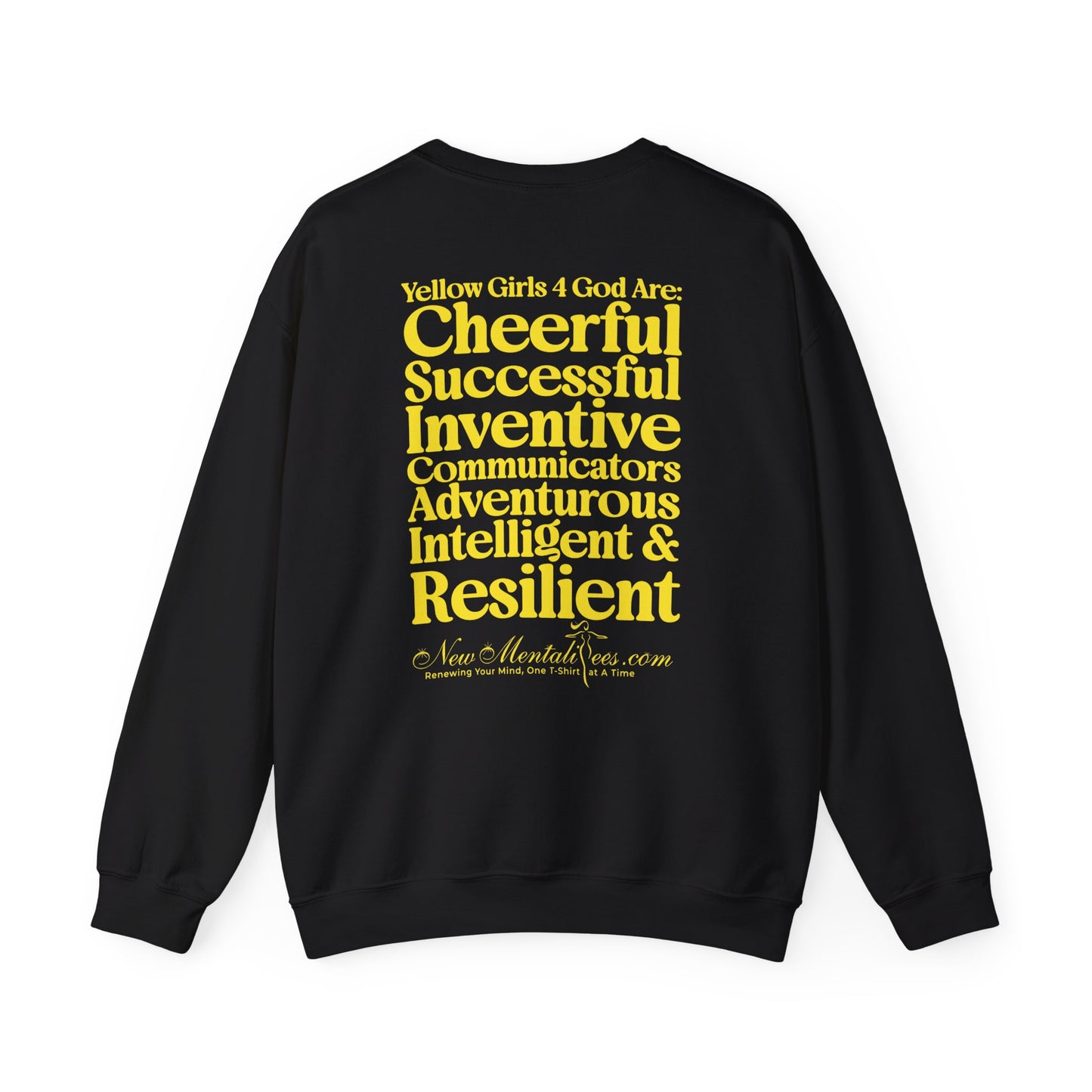 Yellow Girls 4 God Adult Sweatshirt | Black Contrast