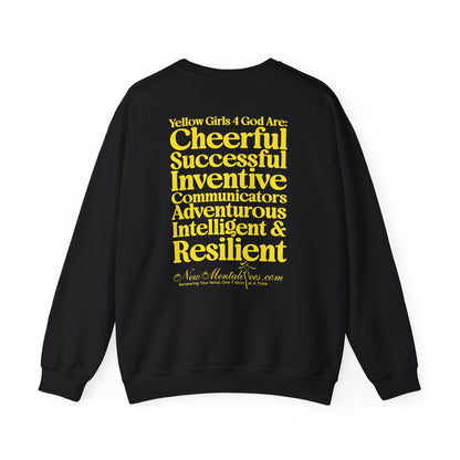 Yellow Girls 4 God Adult Sweatshirt | Black Contrast