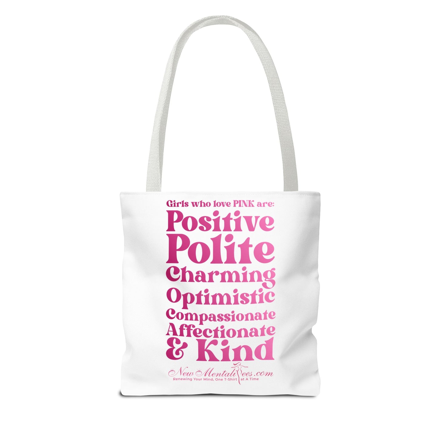 Pink Girl 4 Life Tote Bag - Cute White Bag for Women and Girls, Double Sided Inspirational Tote
