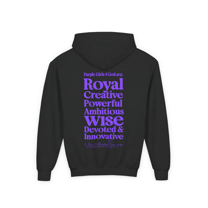 Purple Girls 4 God Youth Hoodie | Black Contrast