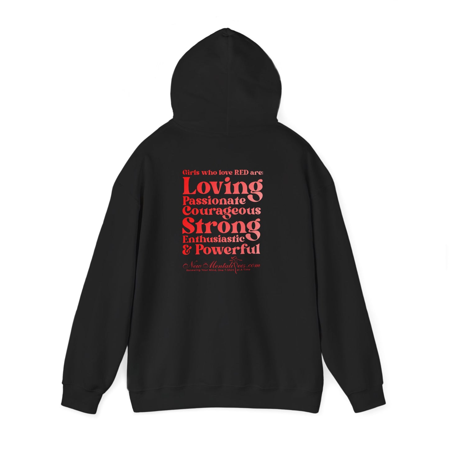 Red Girl 4 Life Hoodie -  Cute Ladies Black Graphic Hoodie, Positive Affirmation Hoodie, Inspirational Unisex Hoodie, Red Fashion Hoodie