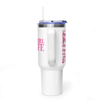 Pink Girl 4 Life 40 oz White Tumbler - Cute, Pink, Positive, Affirmation, Inspirational, Insulated Tumbler