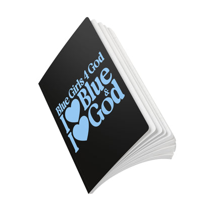 Blue Girls 4 God Black Contrast Softcover Journal – Double-Sided Inspirational Faith Journal | 100 or 200 Pages | Notebook for Girls & Women Who Love God