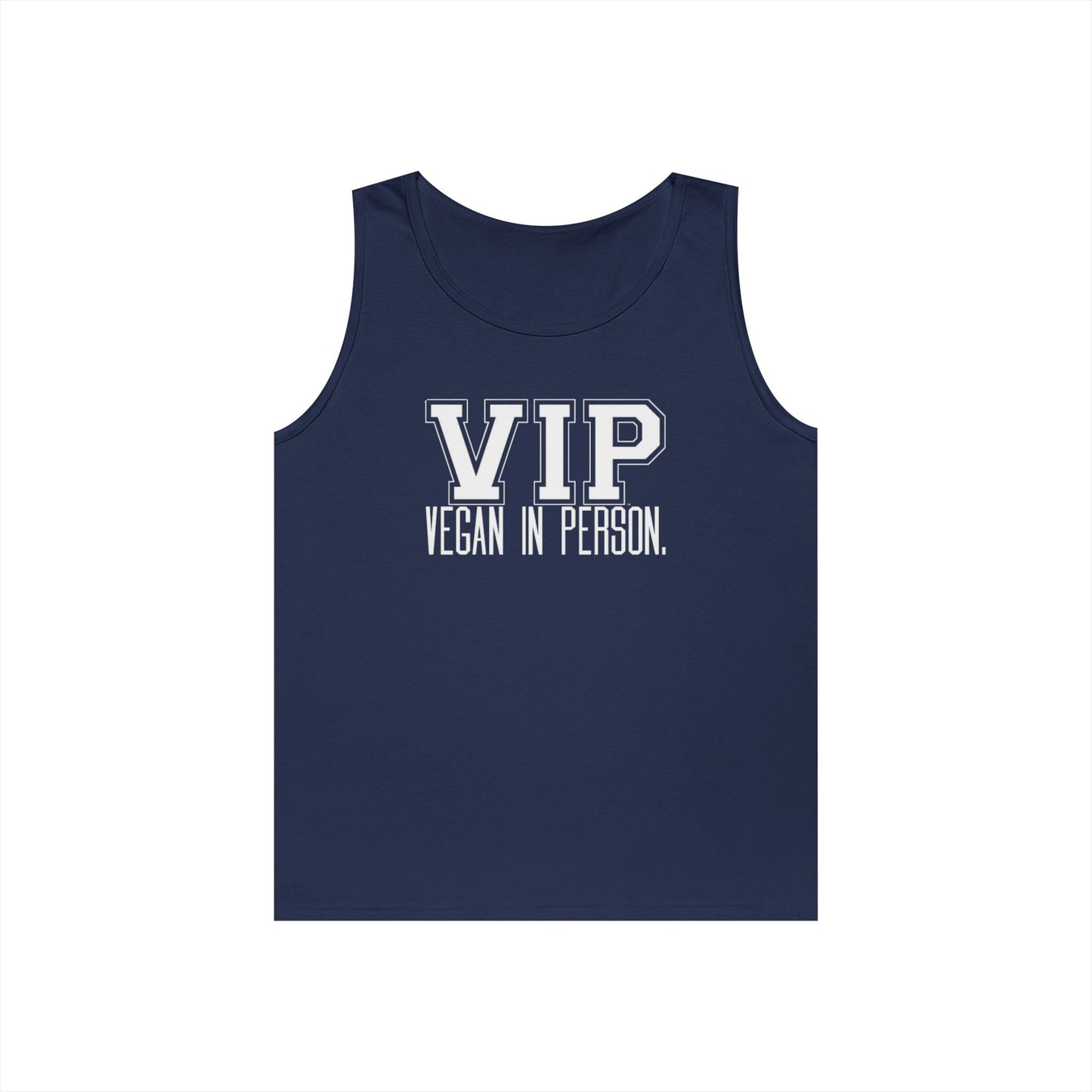 VIP Vegan Unisex Tank Top – Vegan In Person Plant-Based Statement Tank | Healthy Lifestyle | Vegan Gift | Eco-Friendly Summer Tank