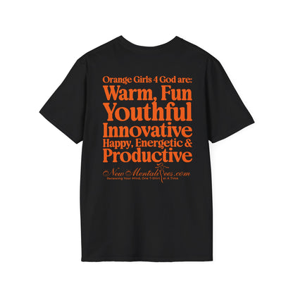 Orange Girls 4 God Adult T-shirt | Black Contrast