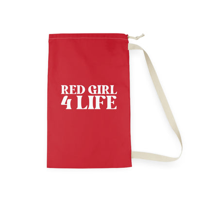 Red Girl 4 Life Laundry Bag – Double-Sided Inspirational Red Girl Laundry Sack | Spun Polyester Drawstring Bag