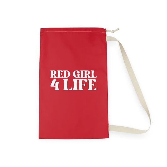 Red Girl 4 Life Laundry Bag – Double-Sided Inspirational Red Girl Laundry Sack | Spun Polyester Drawstring Bag
