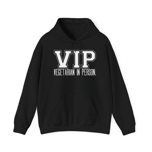 VIP Vegetarian Unisex Hoodie, Vegetarian In Person Statement Conversation Starter Hooded Sweatshirt