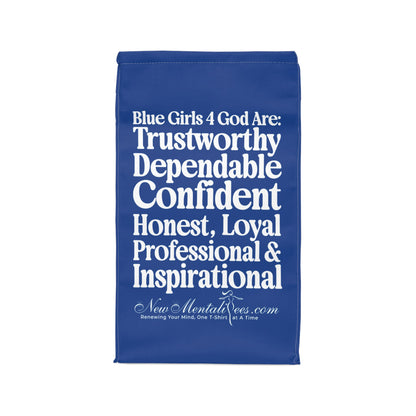 Blue Girls 4 God Lunch Tote – Double-Sided Inspirational Faith Lunch Bag | Insulated Lunch Bag | Gift for Girls & Women