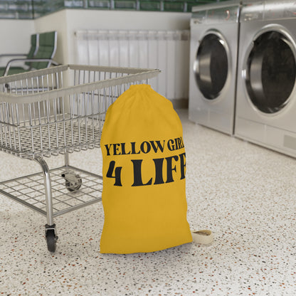 Yellow Girl 4 Life Laundry Bag – Double-Sided Inspirational Yellow Girl Laundry Sack | Spun Polyester Drawstring Bag