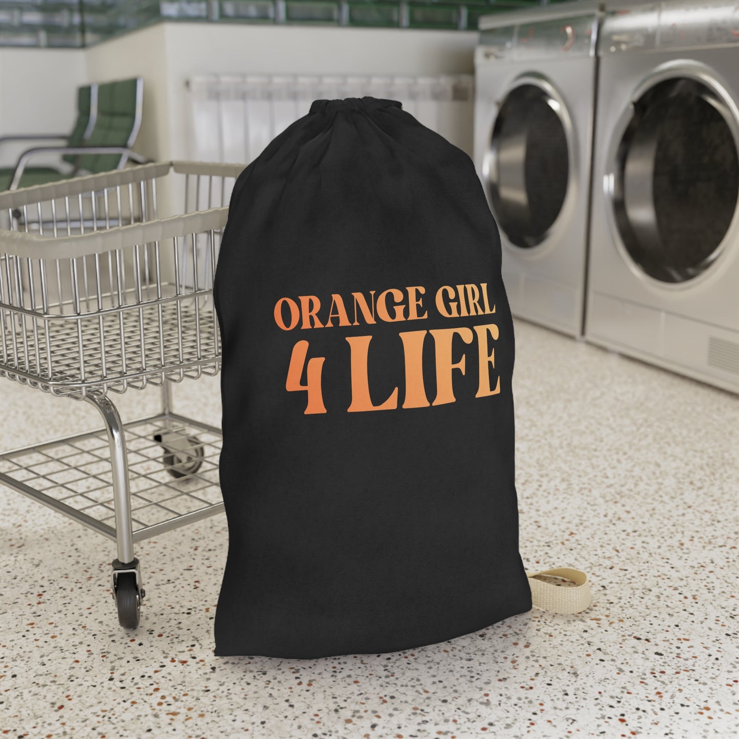 Orange Girl 4 Life Black Laundry Bag – Double-Sided Inspirational Orange Girl Laundry Sack | Spun Polyester Drawstring Bag