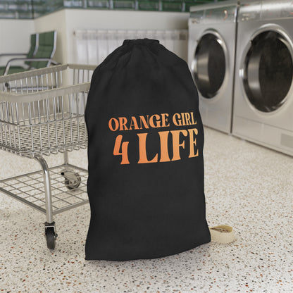 Orange Girl 4 Life Black Laundry Bag – Double-Sided Inspirational Orange Girl Laundry Sack | Spun Polyester Drawstring Bag