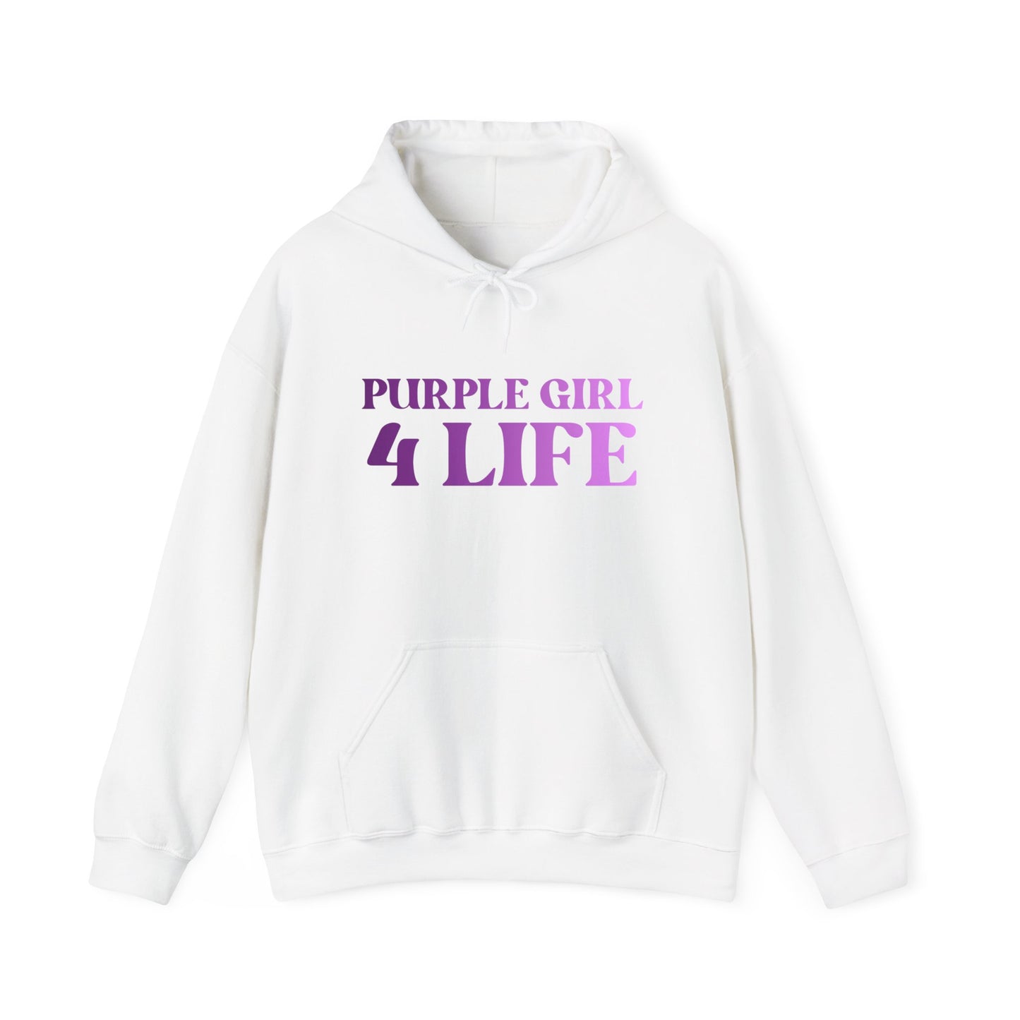 Purple Girl 4 Life Hoodie - Cute Ladies White Graphic Hoodie, Inspirational Hoodie, Positive Affirmation Unisex Hoodie, Purple Fashion