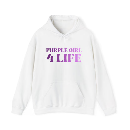 Purple Girl 4 Life Hoodie - Cute Ladies White Graphic Hoodie, Inspirational Hoodie, Positive Affirmation Unisex Hoodie, Purple Fashion